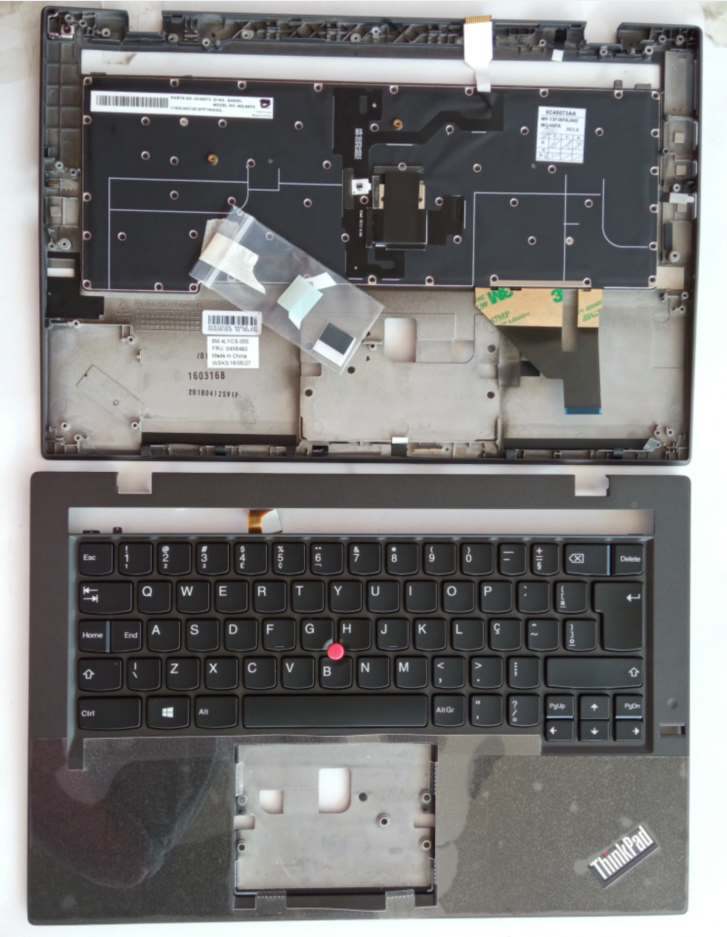 Picture of New Replacement Laptop Keyboard For IBM X1C 2014/X1 Carbon gen2 C shell GRAY FRAME BLACK Palmrest Upper Case With Point Backlit BR Layout